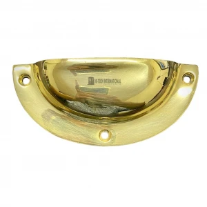 Solid Brass Drawer Cup Handle - Victorian Style Cabinet Pulls - Brass Gold Polished/Nickel Hardware - High Quality Metal Pulls