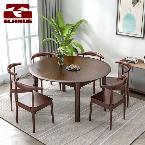 Buy Solid Wood Simple Telescopic Dining Table And Chair Living Room ...
