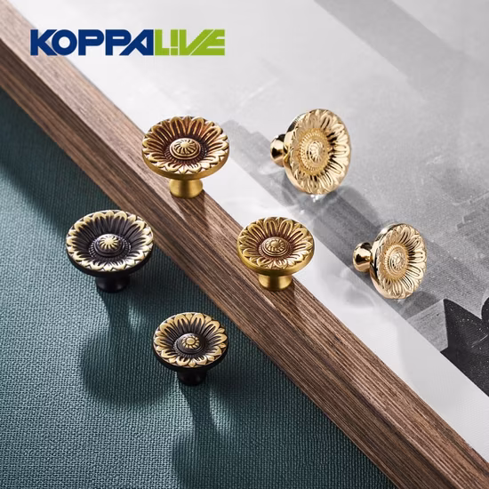 Koppalive Rustic Brass Dresser Drawer Knobs Farmhouse Antique Vintage Flower Cabinet Knob