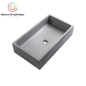 Square Bare Concrete Cement Wash Basin Cement Bathroom Sinks Grey Bathroom Sink