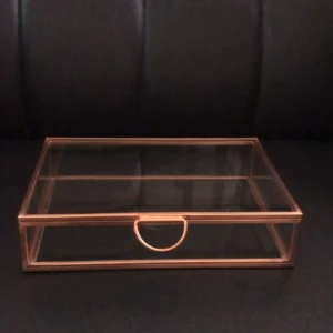 square rectangle hexagonal heart custom packaging organizer display glass brass earring ring transparent jewelry box