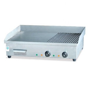 Stainless steel electric grill chicken/electric flat grill / Heavy Duty Table Top Electric Griddle with flat and grooved plate