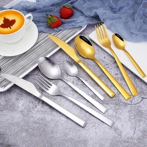 Stainless Steel Gold Cutlery Set Wedding  Gold Flatware Set 1810 Hotel Restaurant Cutlery Set