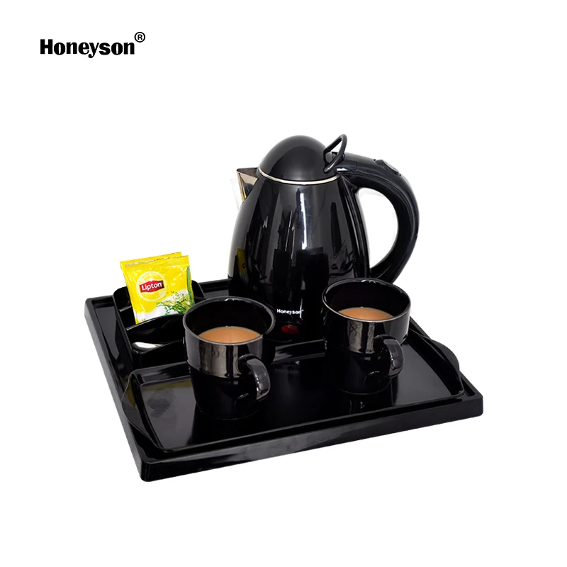 stainless steel hotel supplies/hotel kettle tray set plastic/hospitality tea set