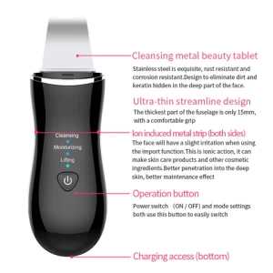 Stainless Steel Led Skin Tightening Lifting Dermabrasion Ultra Sonic Peeler Face Cleaner Skin Scrubber Machine