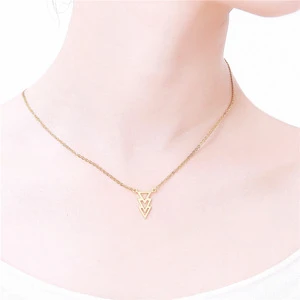 Stainless Steel Necklace Environmental 3 Triangle Pendant Necklace Women 18K Gold Plated Jewelry