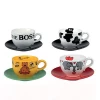stoneware custom printed 550ml jumbo tea cup and saucer W0293
