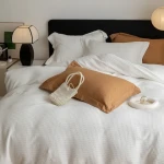 Summer Annes Factory Direct Sale Minimalist Solid Color Cotton Duvet Cover Set White Duvet Cover Bedding Set