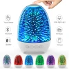 Super Bass Rechargeable Colorful RGB LED Light Night Light Bedside Lamp Touch Control 3D Glass Wireless Bluetooths Speaker