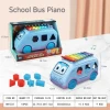Toddler Xylophone Piano Kids Early Educational Musical Bus Toys Plastic Toy shape matching blocks Toy gift for Boys and Girls