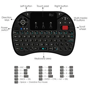 Touchpad Mouse Combo with Scroll wheel Wireless Keyboard Rii X8