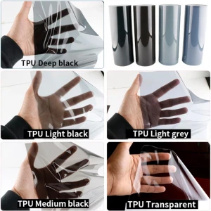 TPU material 0.3*15m car lamp decoration glossy light black headlight film
