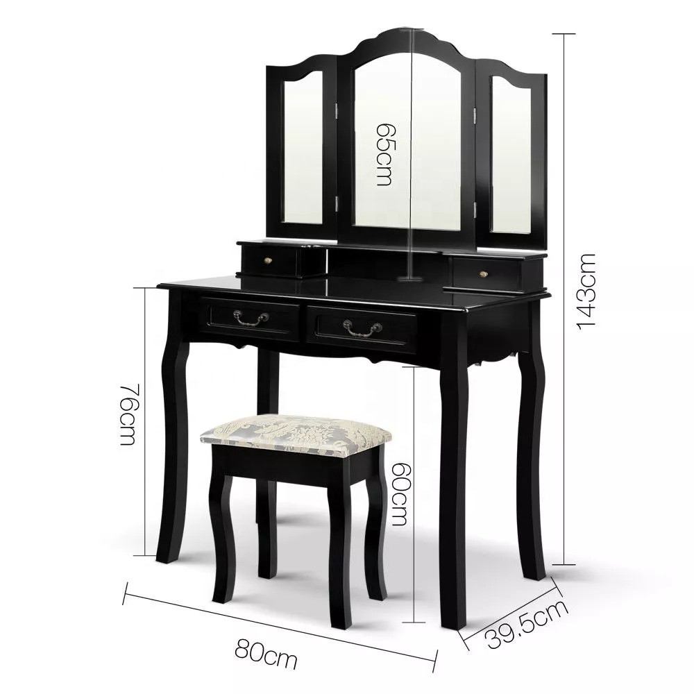 Tri-Folding Mirror Vanity Set Makeup Desk Table