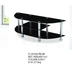 TV-21 living room furniture Plasma LCD Table cheap Home 3 tier tempered Glass chrome TV stand
