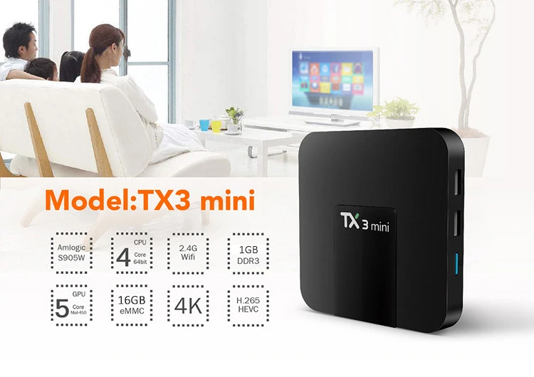 TX3 mini 1GB 16GB Set Top Box Android TV Box Support U DISK and USB HDD Android 7.1 TV Box Streamer Player