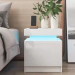 Understated luxury nightstand with night light and two drawers Simple and generous nightstand Easy to match any style