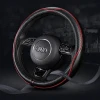 Universal 15 inch durable microfiber leather car steering wheel cover with no smell anti-slip emboss