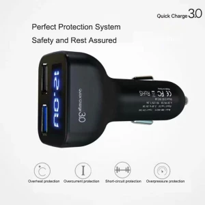 Universal Portable Electric Dual Usb QC3.0 Car Charger With Led Display