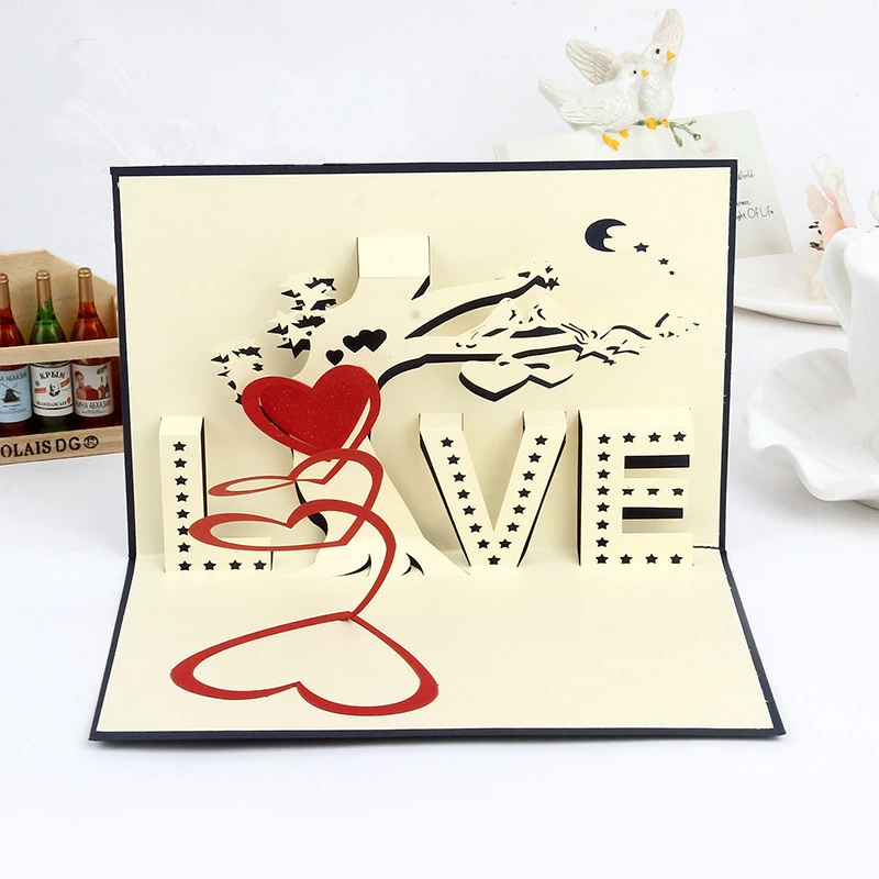Valentines Day 3D  Love Hearts Pop up Greeting Cards