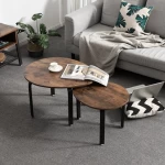 VASAGLE industrial furniture portable multi nested round coffee table set metal nested tables