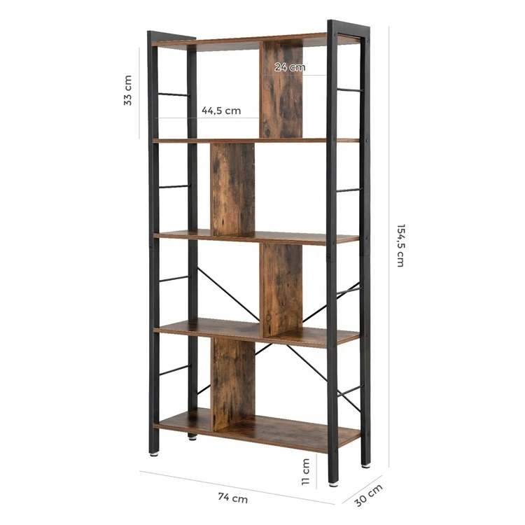 VASAGLE shelf organizer rack Industrial Floor Standing Bookshelf Staircase Shelf book shelf with ladder
