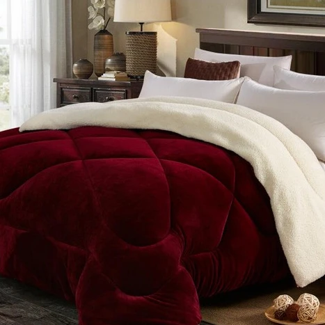 velvet dark color Sherpa fleece comforter quilt