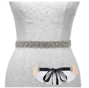 Vintage Floral Design Crystal Beaded Bridal Sash For Wedding Dress