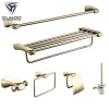 Wall mounted gold plating brass bath hardware accessories set for hotel and bathroom