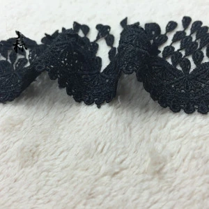 Water soluble 8cm width black suspender polyester lace trim for curtain accessories