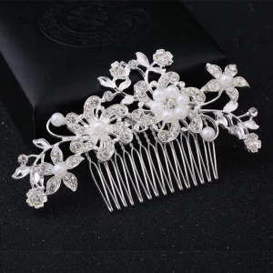 Wedding Elegant Five-Petal Crystal Hair Ornaments Flashing Crystal Pearl Bride Hair Comb Bridal Hair Accessories