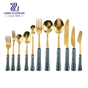 western rose gold plated coating full stainless steel cutlery set gold brushed cutlery set flatware dinnerware set
