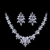 White Gold Plated Cubic Zirconia Floral Design Zircon CZ Necklace &amp; Earring Wedding Bridal Jewelry Sets