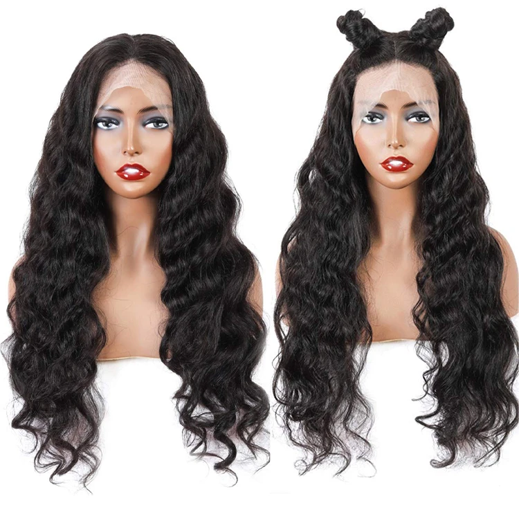 Wholesale 13X4 100% peruvian virgin loose wave preplucked bleached knots remy hair hd full lace closure human wig