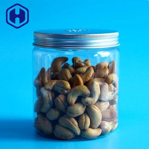 Wholesale aluminum lid empty packaging storage food grade canning clear pet sweet cookie candy plastic jars