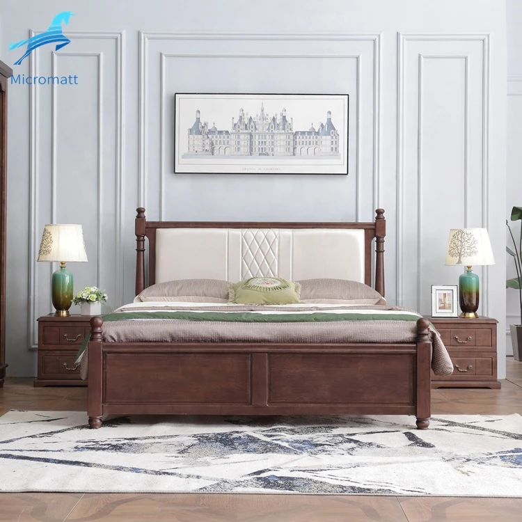 Wholesale Bedroom Furniture Environment Brown Color American Style wood bed King