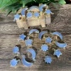 Wholesale Blue Chalcedony Moon and Star shape Pendants natural crystal gemstone agate jade pendants