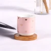 Wholesale cheap colorful decal hotel home afternoon tea coffee cup saucer with wood plate
