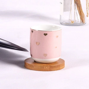 Wholesale cheap colorful decal hotel home afternoon tea coffee cup saucer with wood plate