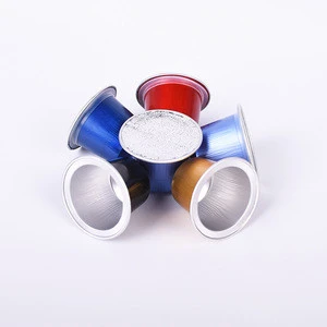 wholesale colorful empty aluminum foil capsule nespresso coffee capsules with sticker lid producer