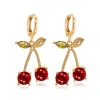 Wholesale Custom Ins Style Fruit Necklace Earring Rhinestone Cherry Necklace Earrings Pendant Jewelry Set