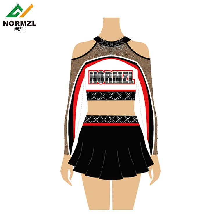Wholesale Custom Rhinestone All Star Cheer Uniform Cheerleading Uniforms Black