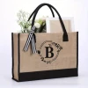 Wholesale  Jute Large capacity letter Shoulder Hand Bag Shopping Tote Bags With Custom Printed Logo