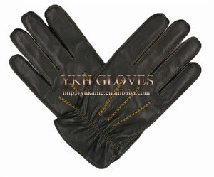 Wholesale leather driver gloves with three X line for men