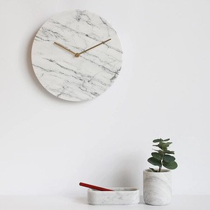 Wholesale Marble Stone White Wall Clock Round Custom Clock For Home Decoration