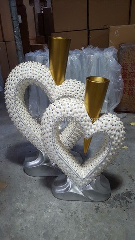 Wholesale OEM Elegant Heart Shape Floor Pearl Gold Silver Resin Flower Vase For Home Decor