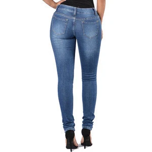 Wholesale Stock Lot Custom Your Logo Denim Ripped Women Jeans