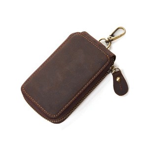 wholesale vintage crazy horse leather key holder wallets man leather key wallet case