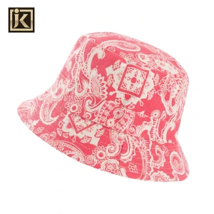 Wholesale women reversible printed  cotton designer bucket hats bulk custom fisherman bucket hat with embroidery logo