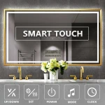 Winning LED Lighted Aluminum Vanity Mirror Light Bathroom With Speaker Anti Fog Anti Water Bath Make Up Shower Mirrors