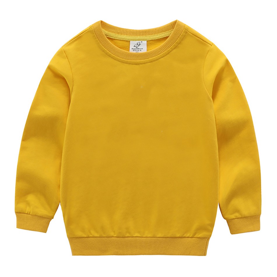 Winter 100% cotton Solid Color baby boys girls unisex Long sleeve clothes  t-shirt jackets kids sweatshirts for 1-14 year old